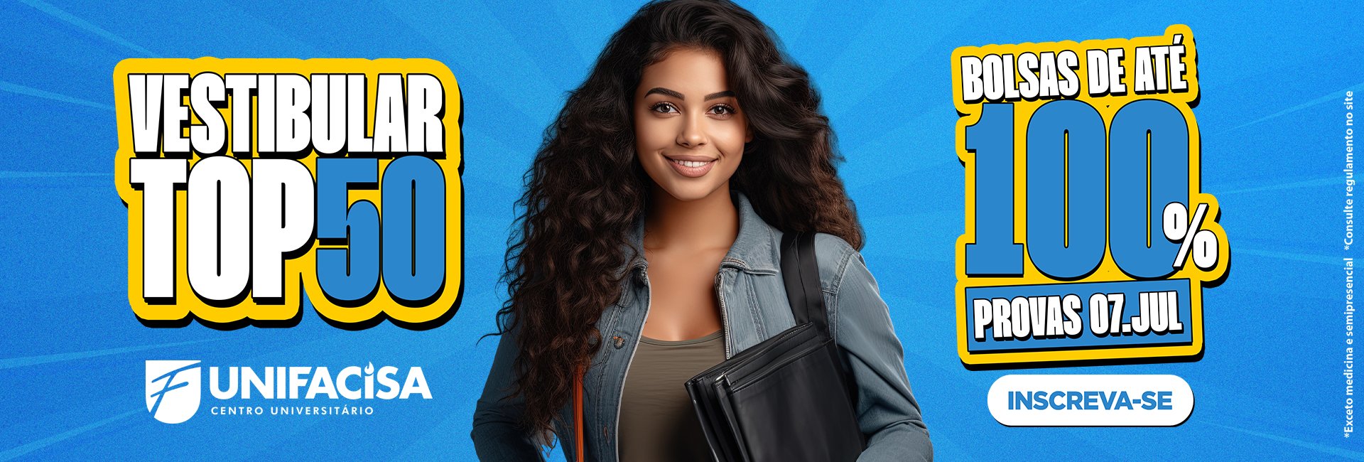 50 bolsas de at&eacute; 100% de desconto est&atilde;o sendo ofertadas para ingresso nas gradua&ccedil;&otilde;es da Unifacisa