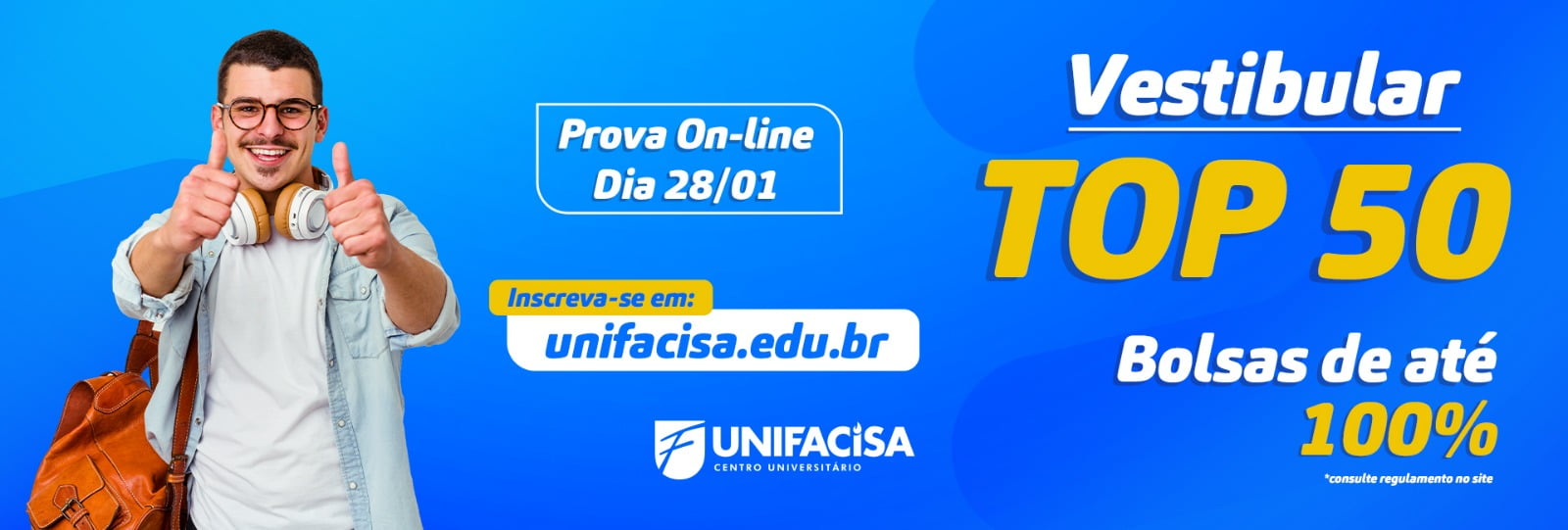 50 bolsas com at&eacute; 100% de desconto est&atilde;o sendo ofertadas para ingresso nas gradua&ccedil;&otilde;es da Unifacisa