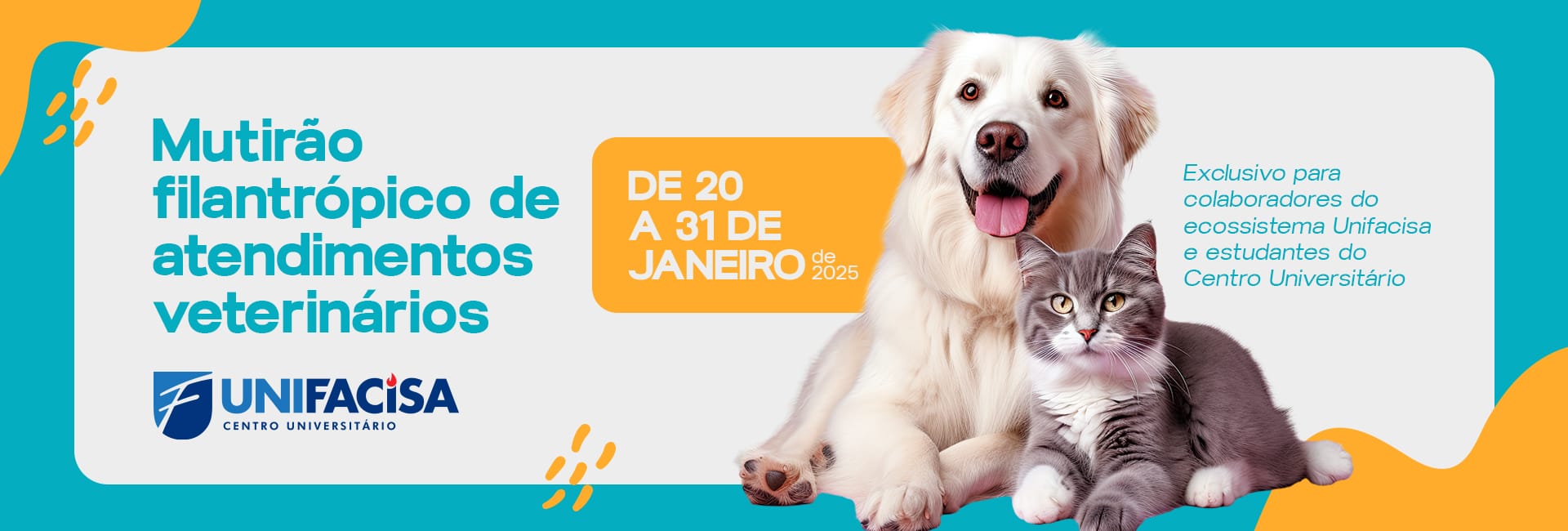 Unifacisa promove a&ccedil;&atilde;o filantr&oacute;pica com consultas e castra&ccedil;&otilde;es para pets de alunos e colaboradores&nbsp;